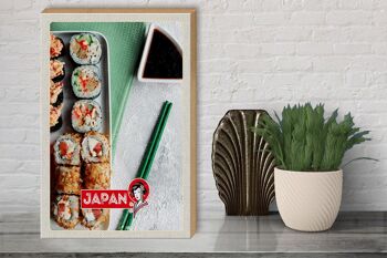 Panneau en bois voyage 30x40cm Japon Asie Sushi Poisson Thon Sauce 3