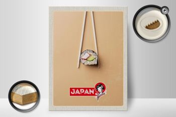 Panneau en bois voyage 30x40cm, japon, asie, Sushi, poisson, concombre, bâtonnets 2