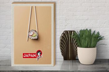 Panneau en bois voyage 30x40cm, japon, asie, Sushi, poisson, concombre, bâtonnets 3