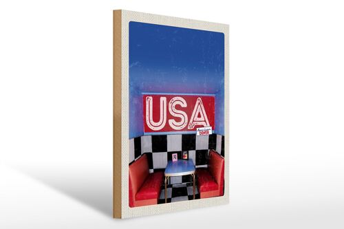 Holzschild Reise 30x40cm Amerika Diner von Innen