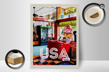 Panneau en bois voyage 30x40cm America Diner Restaurant Music Food 2