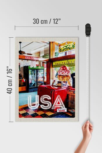 Panneau en bois voyage 30x40cm America Diner Restaurant Music Food 4