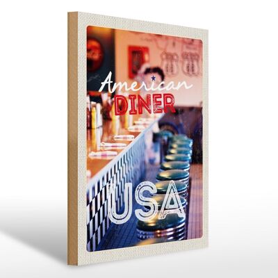 Cartel de madera viaje 30x40cm America USA Diner Restaurant Holiday