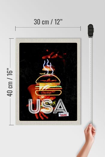 Panneau en bois voyage 30x40cm Amérique USA Burger plats américains 4