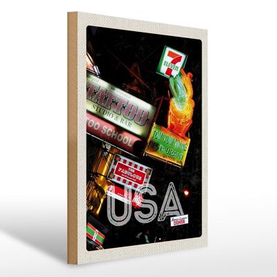 Holzschild Reise 30x40cm Amerika Tattoo Restaurant Diner 90er