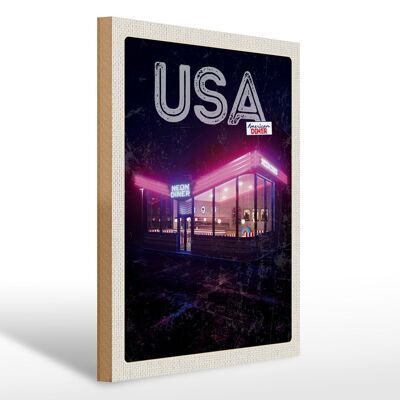 Holzschild Reise 30x40cm Amerika Diner Restaurant Fast Food