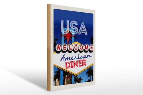 Holzschild Reise 30x40cm Amerika Los Angeles Spielhalle Party