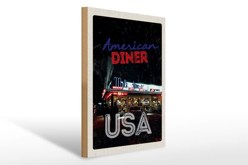 Holzschild Reise 30x40cm USA Diner Restaurant Lunch Dinner