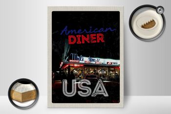 Panneau en bois voyage 30x40cm USA Diner Restaurant Déjeuner Dîner 2