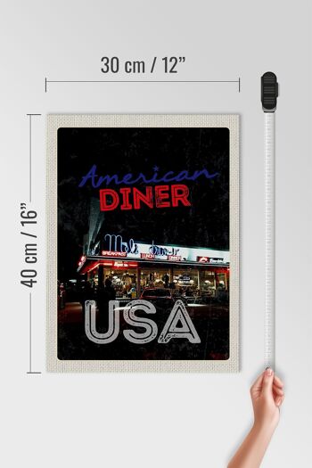 Panneau en bois voyage 30x40cm USA Diner Restaurant Déjeuner Dîner 4