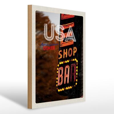 Holzschild Reise 30x40cm Amerika USA Bar Shop Diner feiern