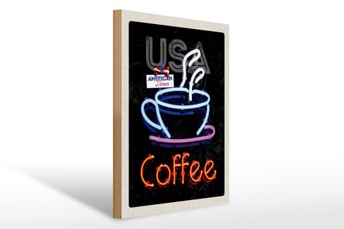 Holzschild Reise 30x40cm USA Amerika Kaffee Tee Kuchen Urlaub