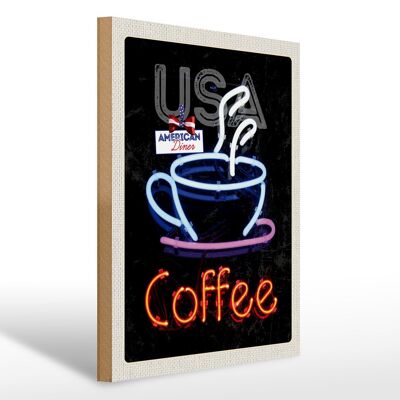 Cartello in legno da viaggio 30x40 cm USA America caffè tè torta vacanza