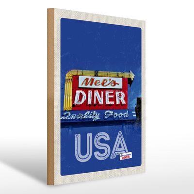 Holzschild Reise 30x40cm Amerika Mels Diner Restaurant Gericht