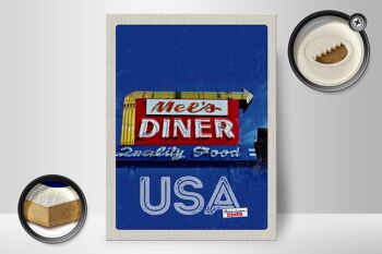 Panneau en bois voyage 30x40cm America Mels Diner Restaurant Court 2