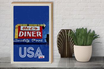 Panneau en bois voyage 30x40cm America Mels Diner Restaurant Court 3