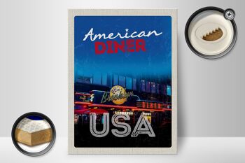 Panneau en bois voyage 30x40cm USA Brooklyn Restaurant Diner Food 2