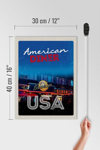 Panneau en bois voyage 30x40cm USA Brooklyn Restaurant Diner Food 4