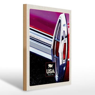 Cartel de madera viaje 30x40cm America vintage dream cars rojo vacaciones