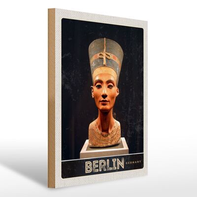 Cartel de madera viaje 30x40cm Berlín Alemania Museo Faraón