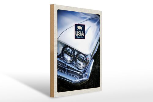 Holzschild Reise 30x40cm Amerika Oldtimer weiß Dream Cars