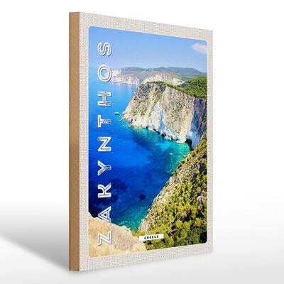 Cartel de madera viaje 30x40cm Zakynthos Grecia Grecia mar