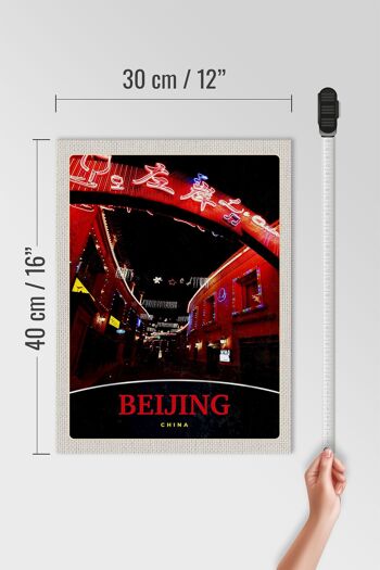 Panneau en bois voyage 30x40cm Chine Asie Pékin ruelle le soir 4