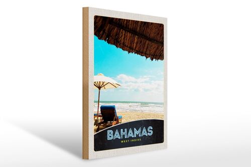 Holzschild Reise 30x40cm Bahamas West Indien Urlaub Sonne