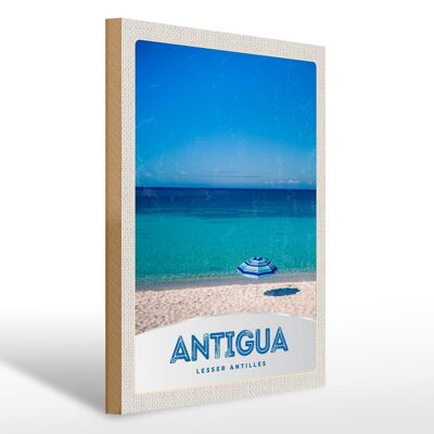 Cartello in legno da viaggio 30x40 cm Antigua Isola dei Caraibi mare spiaggia