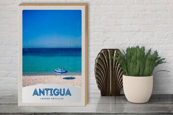 Panneau en bois voyage 30x40cm Antigua île des Caraïbes mer plage 3