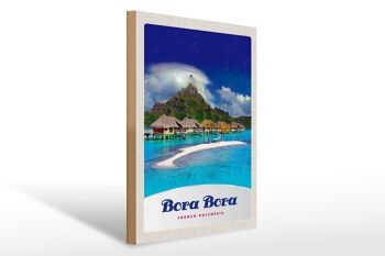 Panneau en bois voyage 30x40cm Bora Bora île vacances soleil plage 1