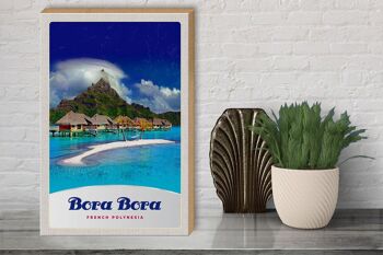 Panneau en bois voyage 30x40cm Bora Bora île vacances soleil plage 3