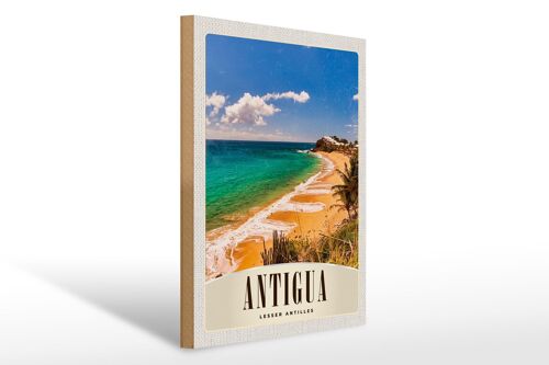 Holzschild Reise 30x40cm Antigua Karibik Strand Meer Urlaub