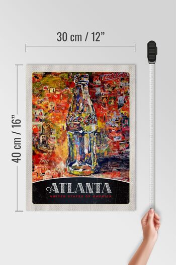 Panneau en bois voyage 30x40cm Atlanta America peinture bouteille 4