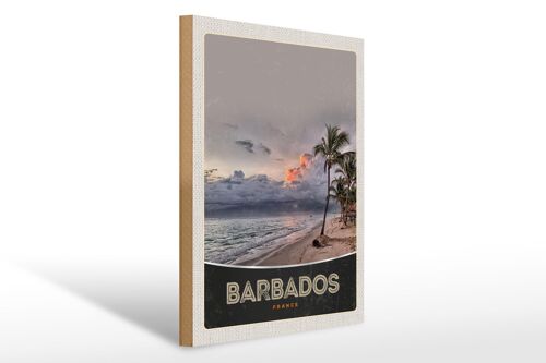 Holzschild Reise 30x40cm Barbados Strand Meer Unwetter Urlaub