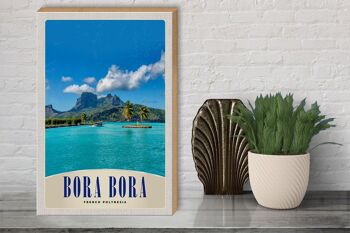 Panneau en bois voyage 30x40cm Île de Bora Bora France Polynésie 3