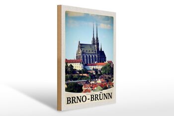 Panneau en bois voyage 30x40cm Église de la ville de Brno-Brünn République tchèque 1