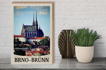 Panneau en bois voyage 30x40cm Église de la ville de Brno-Brünn République tchèque 3