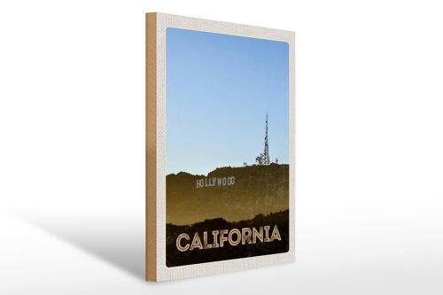 Holzschild Reise 30x40cm Kalifornien Amerika Hollywood Star