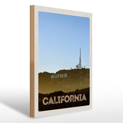 Cartel de madera viaje 30x40cm California América Estrella de Hollywood
