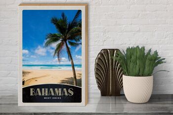 Panneau en bois voyage 30x40cm Bahamas Antilles plage palmier 3