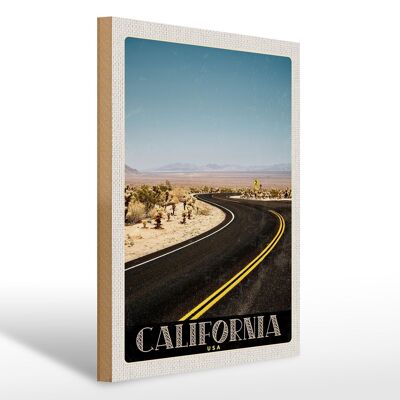 Cartello in legno da viaggio 30x40 cm California America spiaggia strada deserto