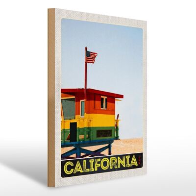 Cartel de madera viaje 30x40cm California América costa playa mar
