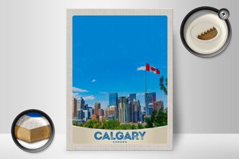 Panneau en bois voyage 30x40cm Calgary Canada drapeau de la ville vacances 2