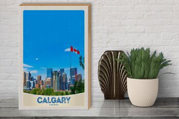 Panneau en bois voyage 30x40cm Calgary Canada drapeau de la ville vacances 3