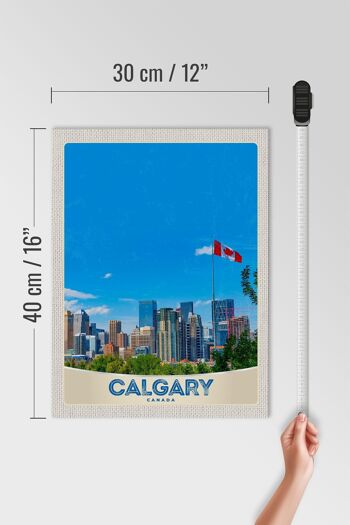 Panneau en bois voyage 30x40cm Calgary Canada drapeau de la ville vacances 4