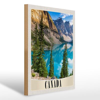 Cartello in legno da viaggio 30x40 cm Canada montagne lago natura legno