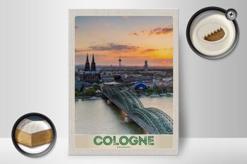 Panneau en bois voyage 30x40cm Pont de la cathédrale de Cologne Allemagne 2