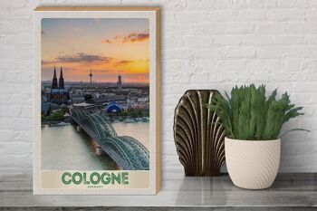 Panneau en bois voyage 30x40cm Pont de la cathédrale de Cologne Allemagne 3