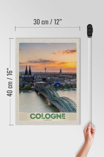 Panneau en bois voyage 30x40cm Pont de la cathédrale de Cologne Allemagne 4